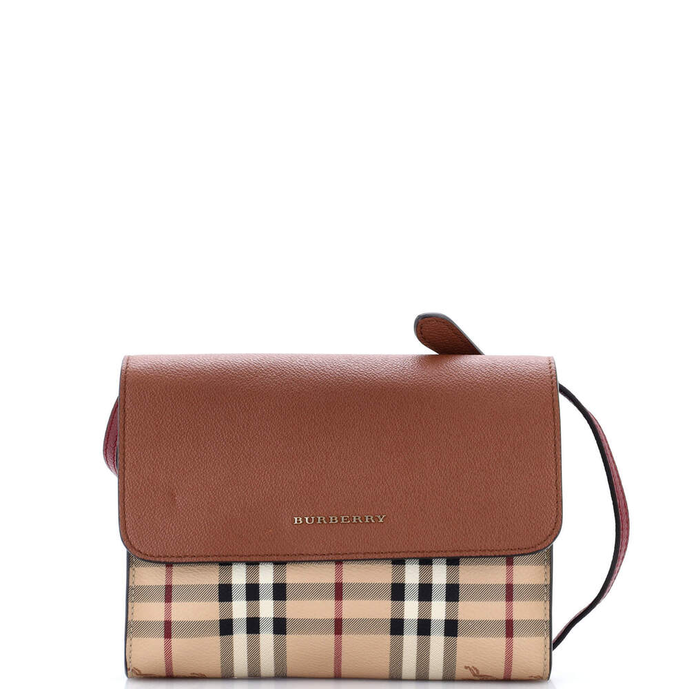 Burberry Small Loxley Crossbody Bag Haymarket Coated Canvas and Leather